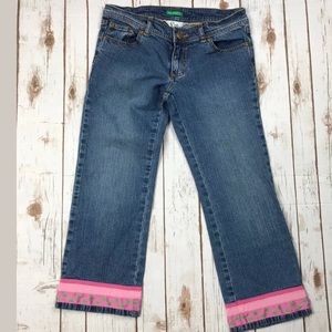 Lilly Pulitzer Blue Capris with Pink Trim
